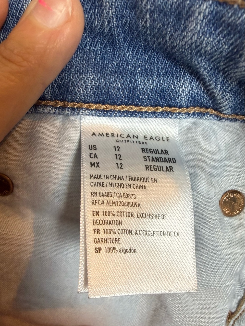 American Eagle 100% Cotton High Waisted Flare Jeans Light Wash 12 Regular - Picture 2 of 9